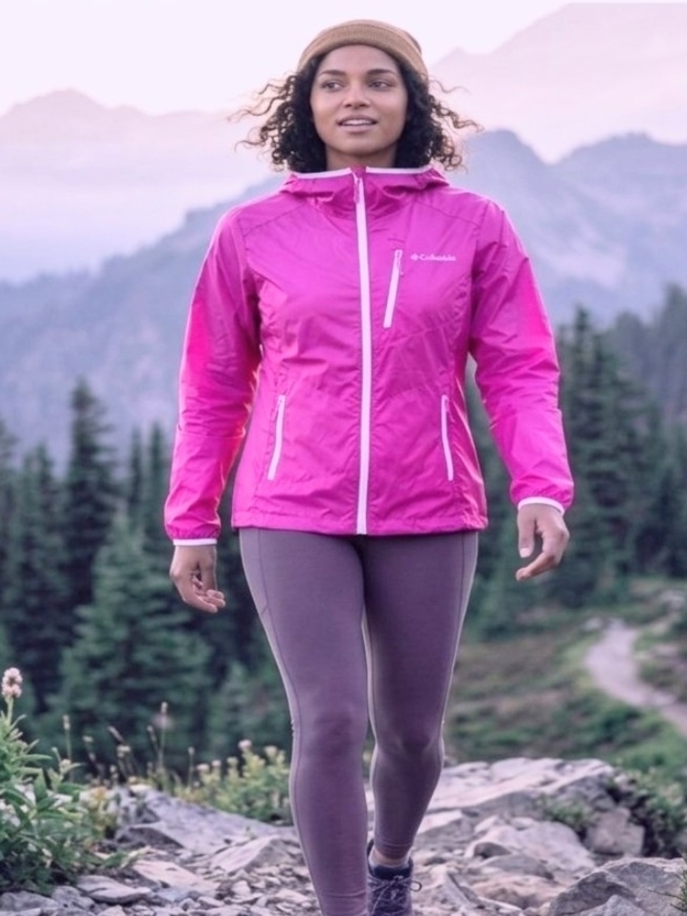 Columbia Women's Hot Pink Lightweight Hooded Shell Jacket